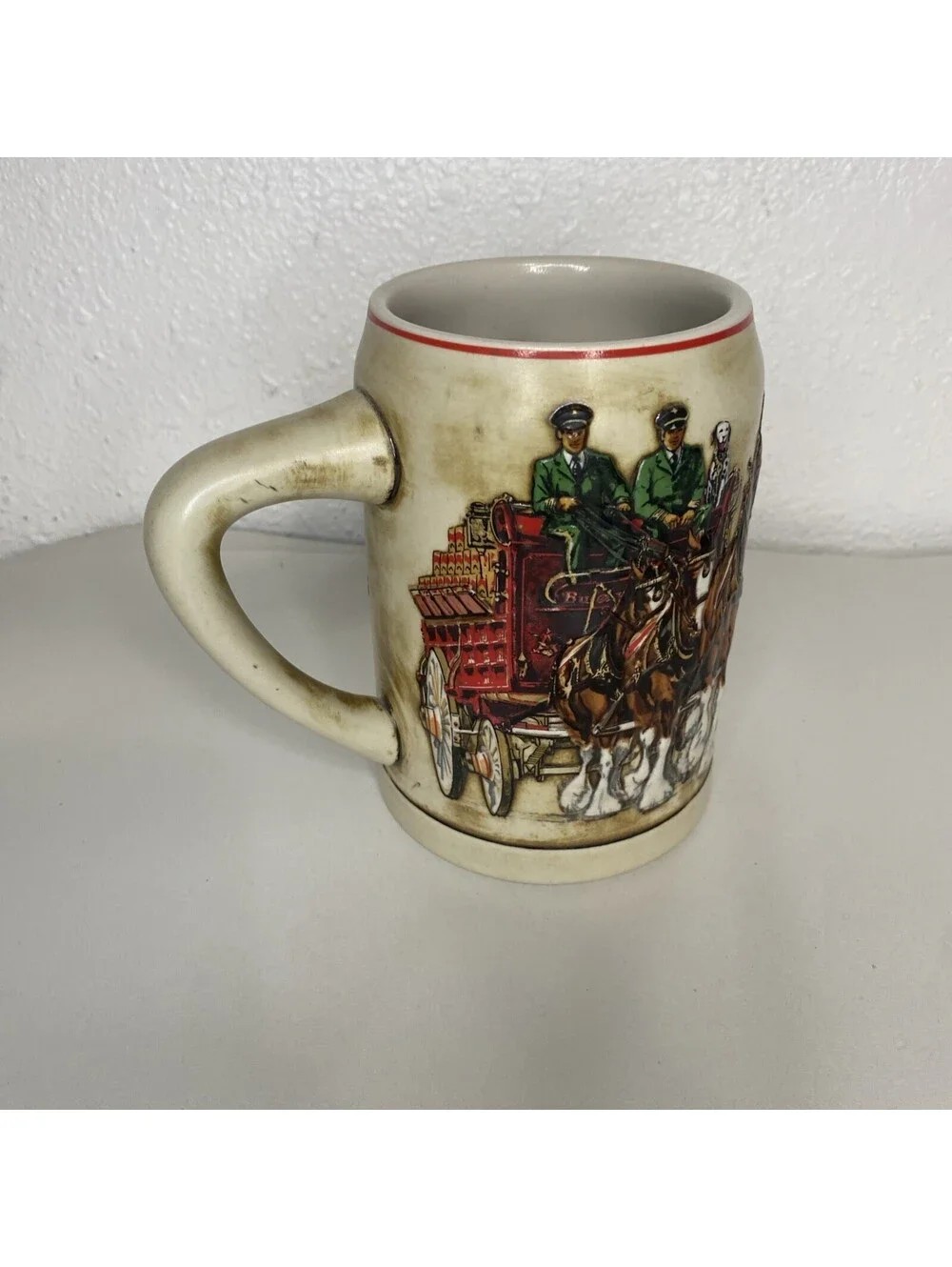 Budweiser Vintage Clydesdales Stein Anheuser-Busch Ceramarte,2 Mugs Excellent